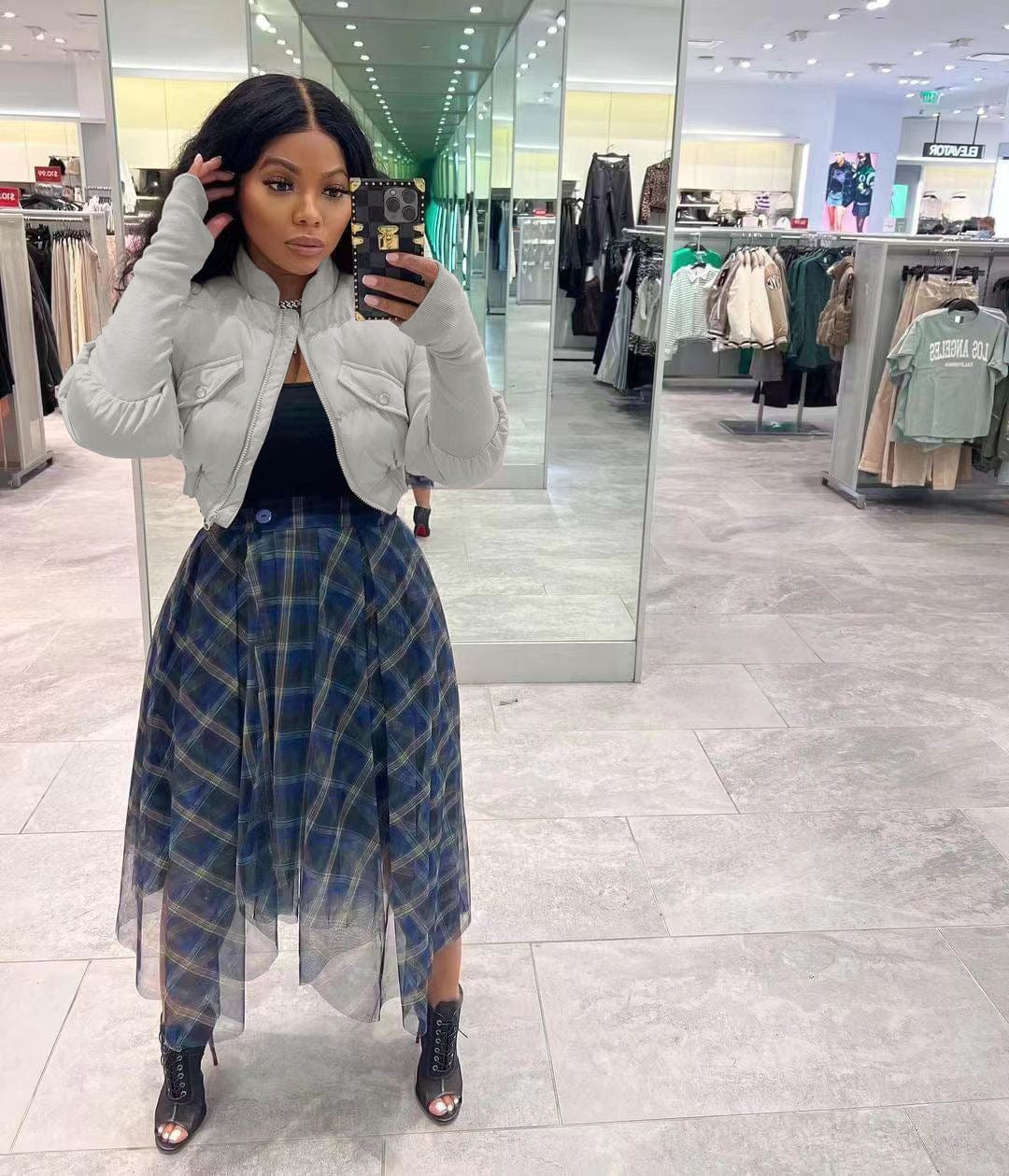 S / Gray GX6266 Women's Crop Bubble Coat Jackets 2023 Trench Thick Puff Coats Women Winter Clothes Vests coats Girls' Jacket