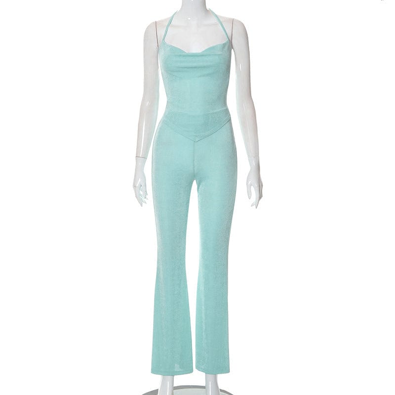 S / Green Latest Two Piece Sets 2022 Fashion Solid Color Lace Up Sleeveless Tube Top And Casual Long Pants Women Two Piece Pants Set