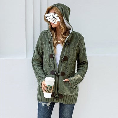 S / green Winter Thicken Warm Knitted Cardigan Female Casual Sweater Jacket Loose Outerwear Pockets Knitwear Coat Sweaters Women Stylish