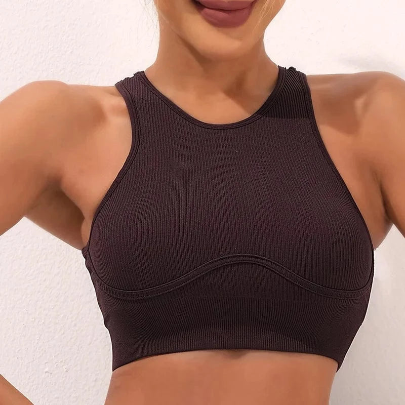 S / Hollow back Brown Wholesale workout clothes athletic activewear sets for women seamless gym sport fitness yoga wear