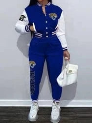 S / jaguars Custom  plus size women's sets sport botton baseball uniforms sweatsuit ladies jacket and pants women two piece set