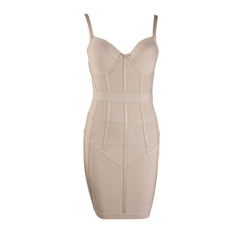 S / Khaki New Summer Strap Women Clothing Bodycon Backless fashion Silm Waist Dress Bandage