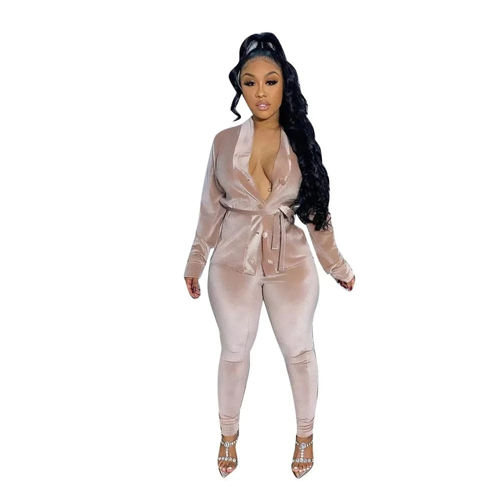 S / Khaki Velour Soft Two Piece Leggings Set Long Sleeve Velvet Velour Tracksuits Sweatsuits Women 2 Piece Pants Jacket Set