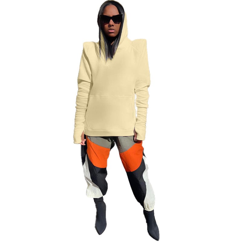 S / Khaki Y2K Women Hoodies Streetwear Simple Hoodie  Solid  Casual Sweater Women Clothing Winter Long Sweater with Pocket