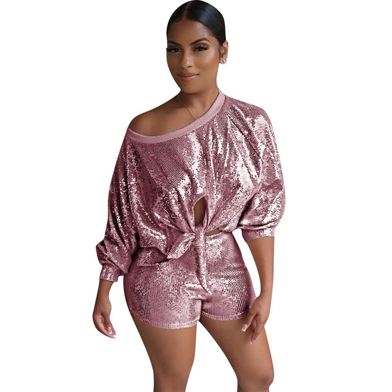 S / L282875 L282875 New Fashion Shimmer Sequins Short Set