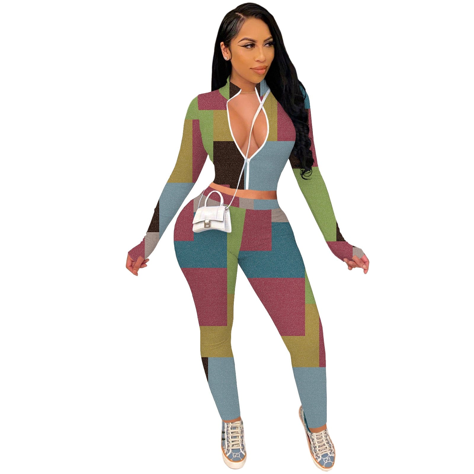 S / L286041-3 Women Outfits  Casual Pattern Printed Sports Sweatpants Two Piece Pants Set