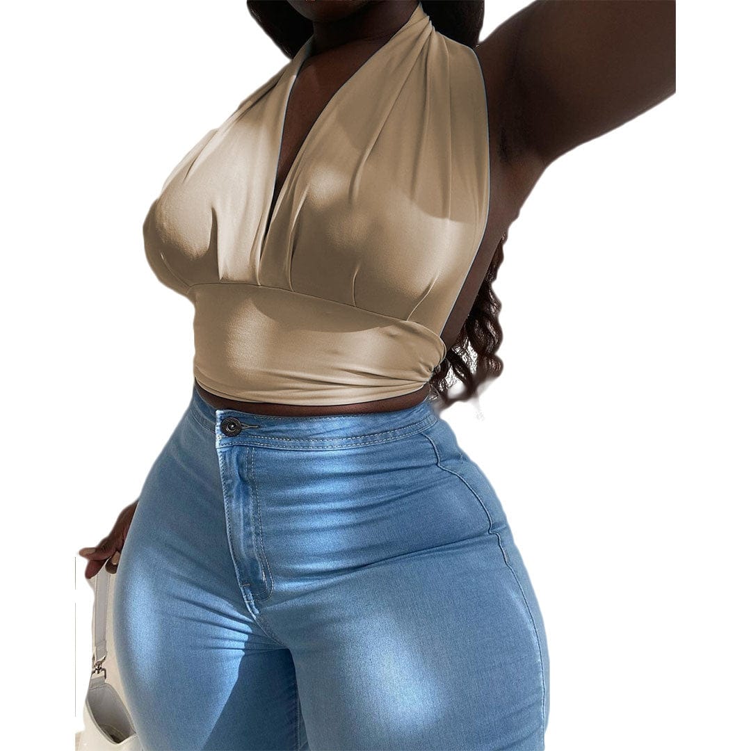 S / L99577-3 New Wholesale Fashionable Summer Girls Backless Sexy Halter Top