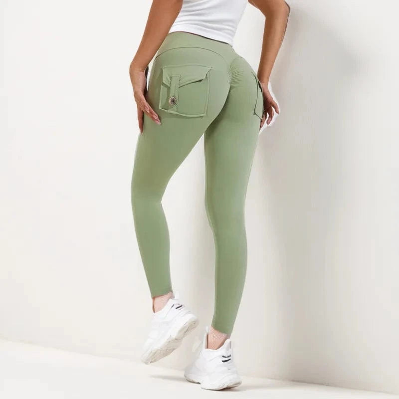 S / light green D1205MX15 Brand New Product Colorful Gym Tight Fitness High Waist Stretch Pocket Yoga Leggings Pants Sehe Fashion