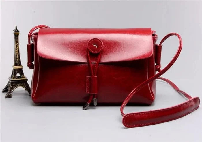 S / Maroon Fashion small genuine wax leather crossbody sling bag women