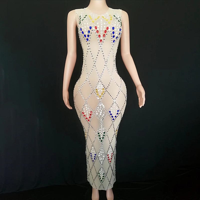 S / nude NOVANCE prom dress 2023 elegant colorful diamonds Diamond grid evening long gown sleeveless sexy prom dress women for party