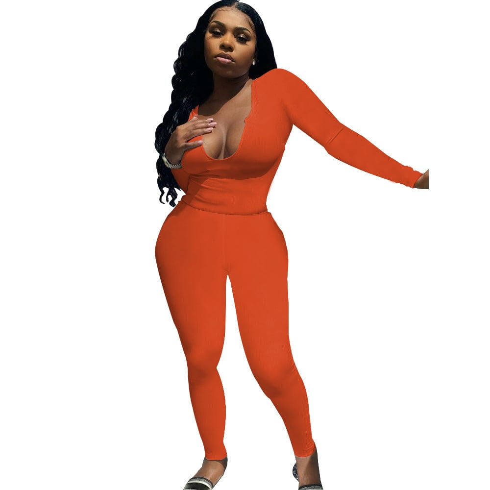 S / Orange Fall 2022 Women Clothes Two Piece Pant Set New Market Women Casual Short Sleeve 2 Piece Set