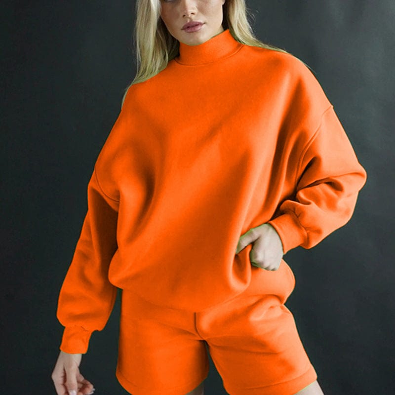 S / Orange Fall Women's Clothing Loose Two Piece Casual Tracksuit Custom Women Sweater Hoodies Two Piece Set