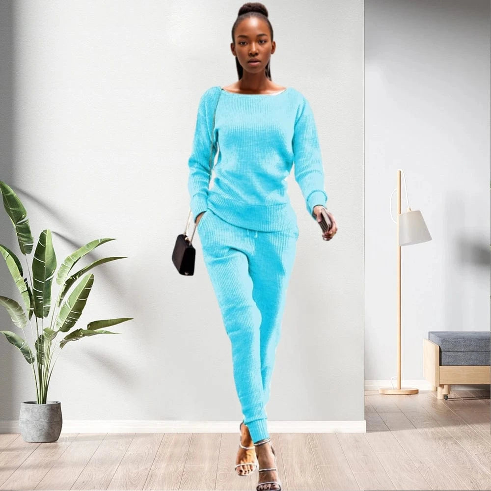 S / pic 11 90905-MX61 autumn new arrival 12 colors two piece knitted jumpsuit woman