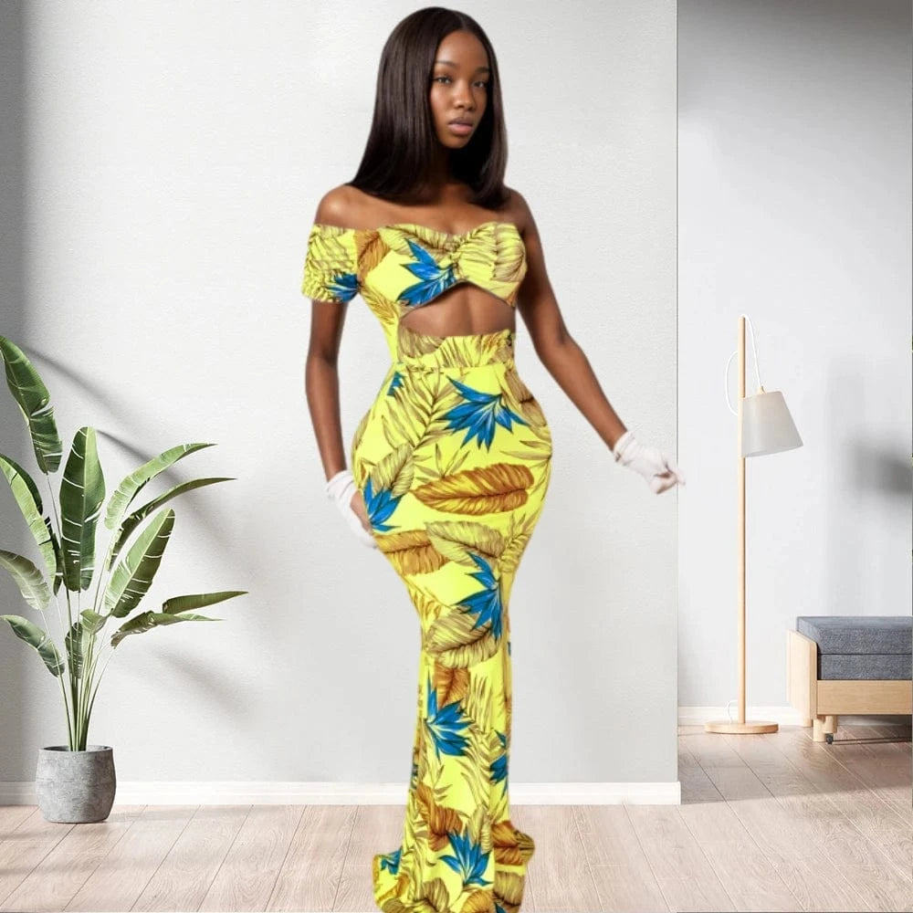 S / pic 3 20611-MX51 sehe fashion off shoulder floral print elegant ladies maxi dress