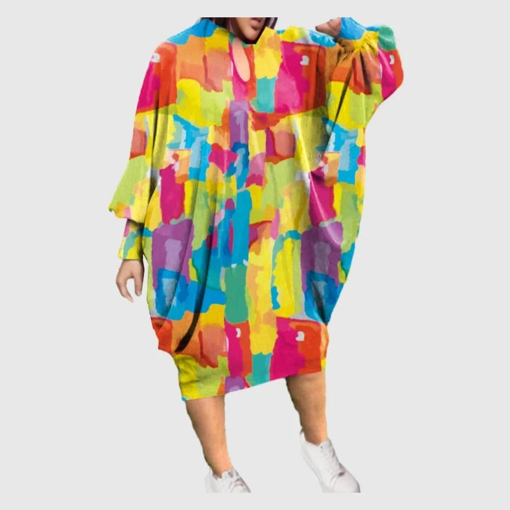 S / pic11 D1202ME15 2023 New Design Digital Printing Avatar Commuter Midi Hollow Out Long Sleeve Dress Sehe Fashion