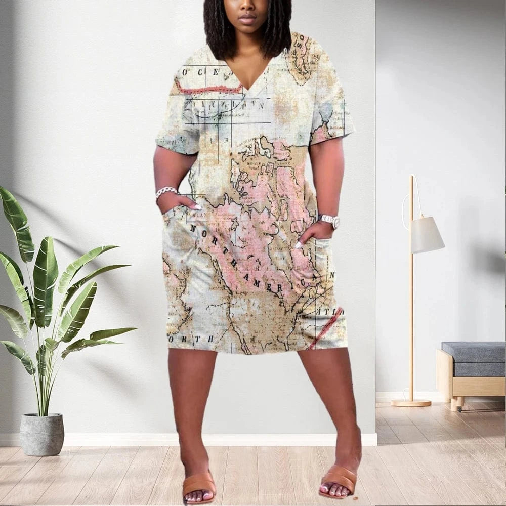 S / pic14 D1202ME17 2023 New Design Digital Printing Avatar Commuter Midi V Neck Long Sleeved Dress Sehe Fashion