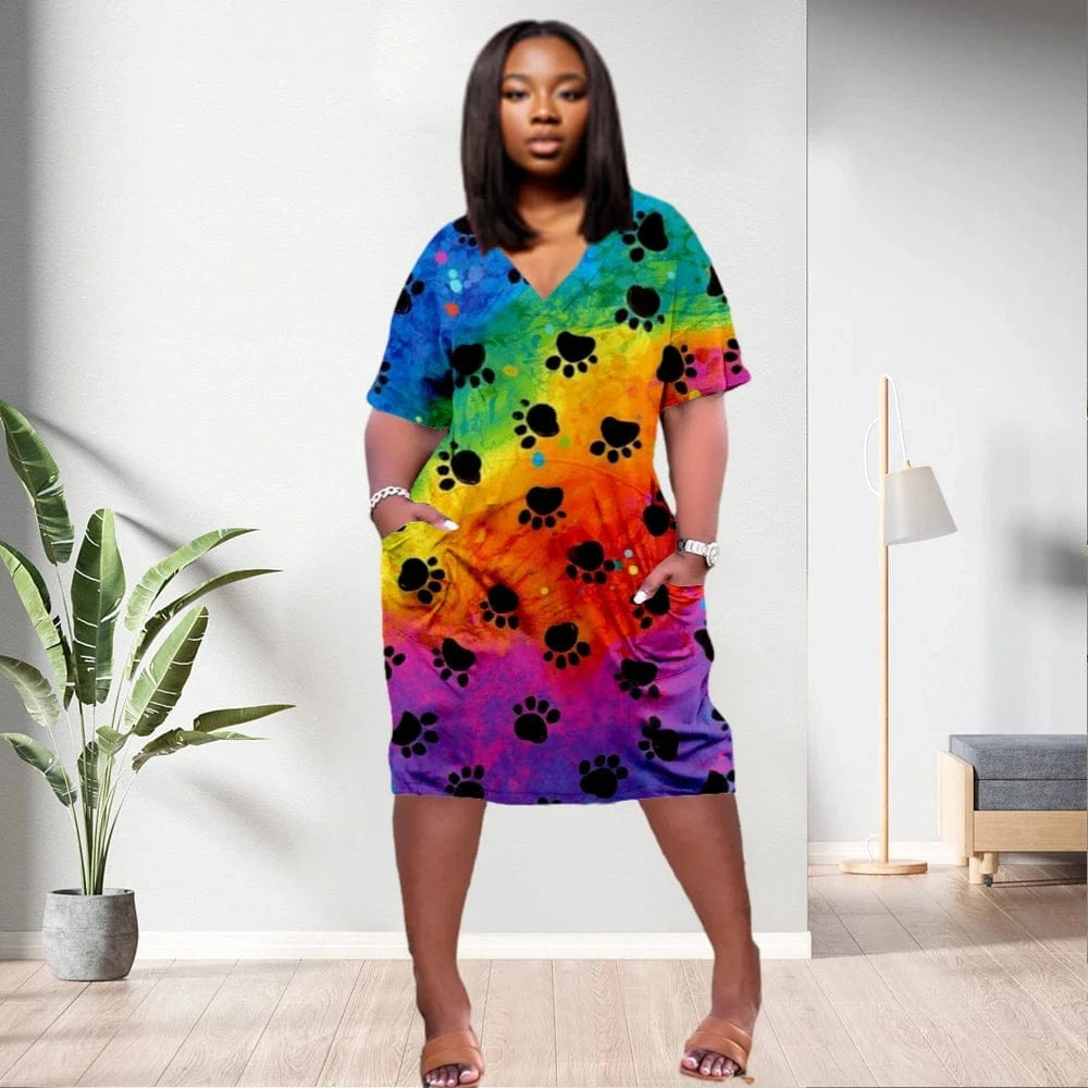 S / pic20 D1202ME17 2023 New Design Digital Printing Avatar Commuter Midi V Neck Long Sleeved Dress Sehe Fashion