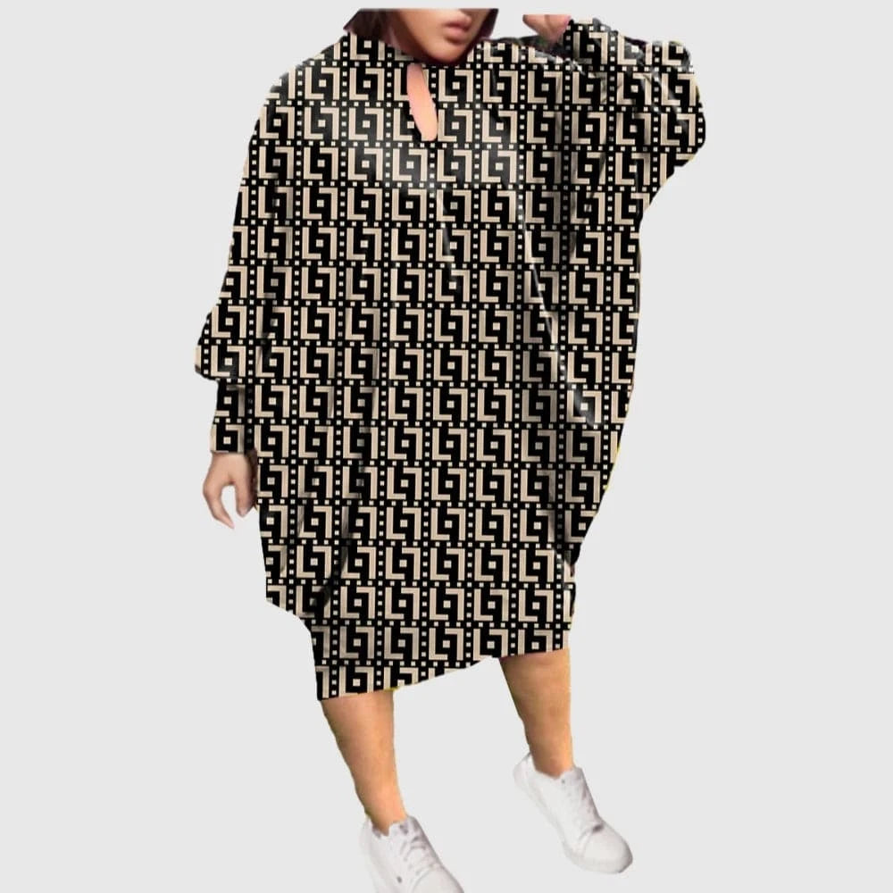 S / pic4 D1202ME15 2023 New Design Digital Printing Avatar Commuter Midi Hollow Out Long Sleeve Dress Sehe Fashion