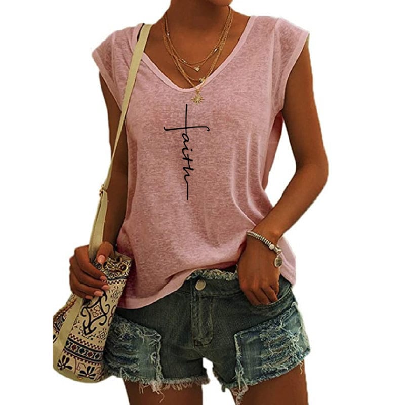 S / Pink Faith Heart shirts for women drop  t-shirts american clothing tshirts with tshirt custom logo printed y2k cotton shirt