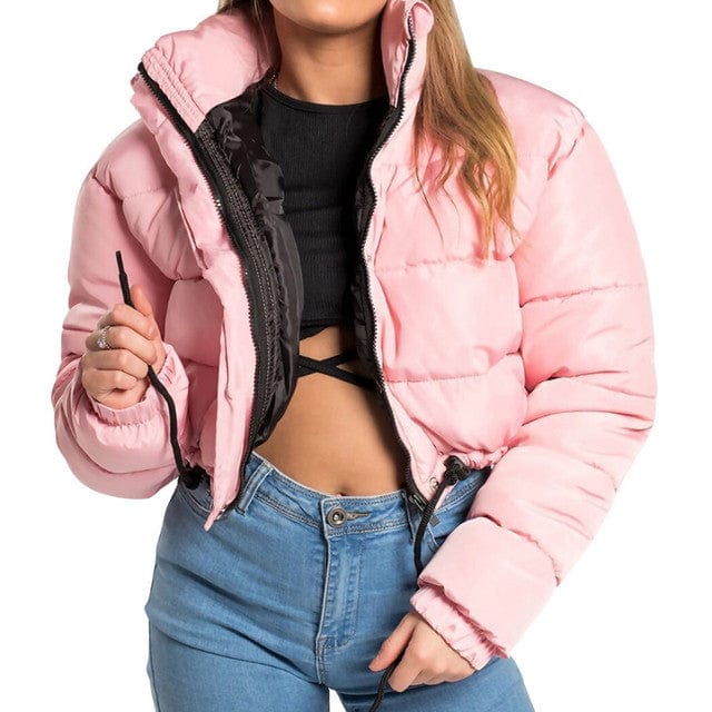 S / Pink Fall Winter Clothes for Women  2023 Luxury Warm Puffer Jacket Cropped Coat y2k Hot Padding Short Down Coat New crop top jacket