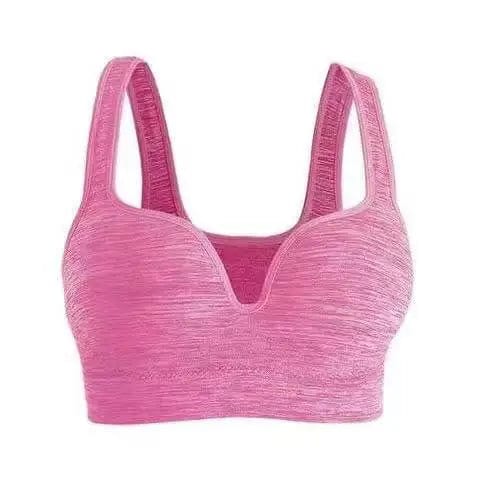 S / Pink Gather Wireless Stretch Fit Sujetador Deportivo Running Workout Fitness Gym Yoga Bra Seamless Sports Bra Crop Top For Womens