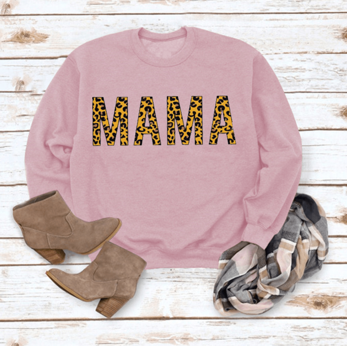 S / Pink Mama Sweatshirt Women Cute Leopard Funny Letter Print Mom Blouse Tops Casual Long Sleeve Vacation Shirts Tops
