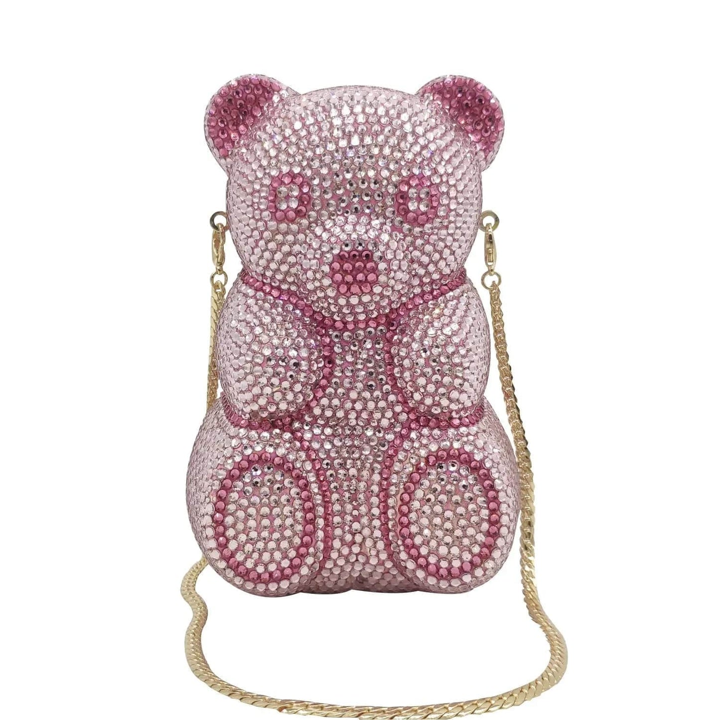 S / Pink New Arrived Handmade Animal Shape Full Crystal Bag Cute Bear Purses Women Bling Rhinestone Teddy Bear Purse Bags of Crystals