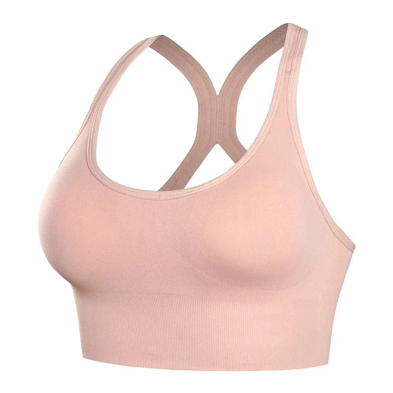 S / Pink U-Shaped Neckline Seamless Wireless Sujetador Deportivo Fit Sports Bras Crop Top Running Workout Yoga Bra For Womens
