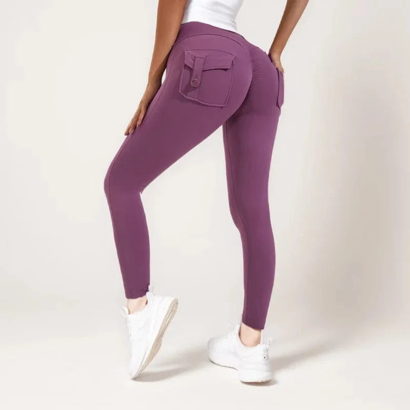 S / Purple D1205MX15 Brand New Product Colorful Gym Tight Fitness High Waist Stretch Pocket Yoga Leggings Pants Sehe Fashion