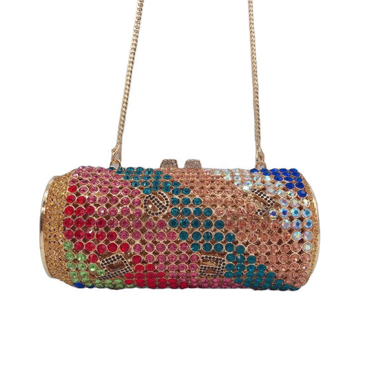 S / Purple Red 2022 Gorgeous Wedding Purse Tin Can Shaped Purse Clutch Evening bags