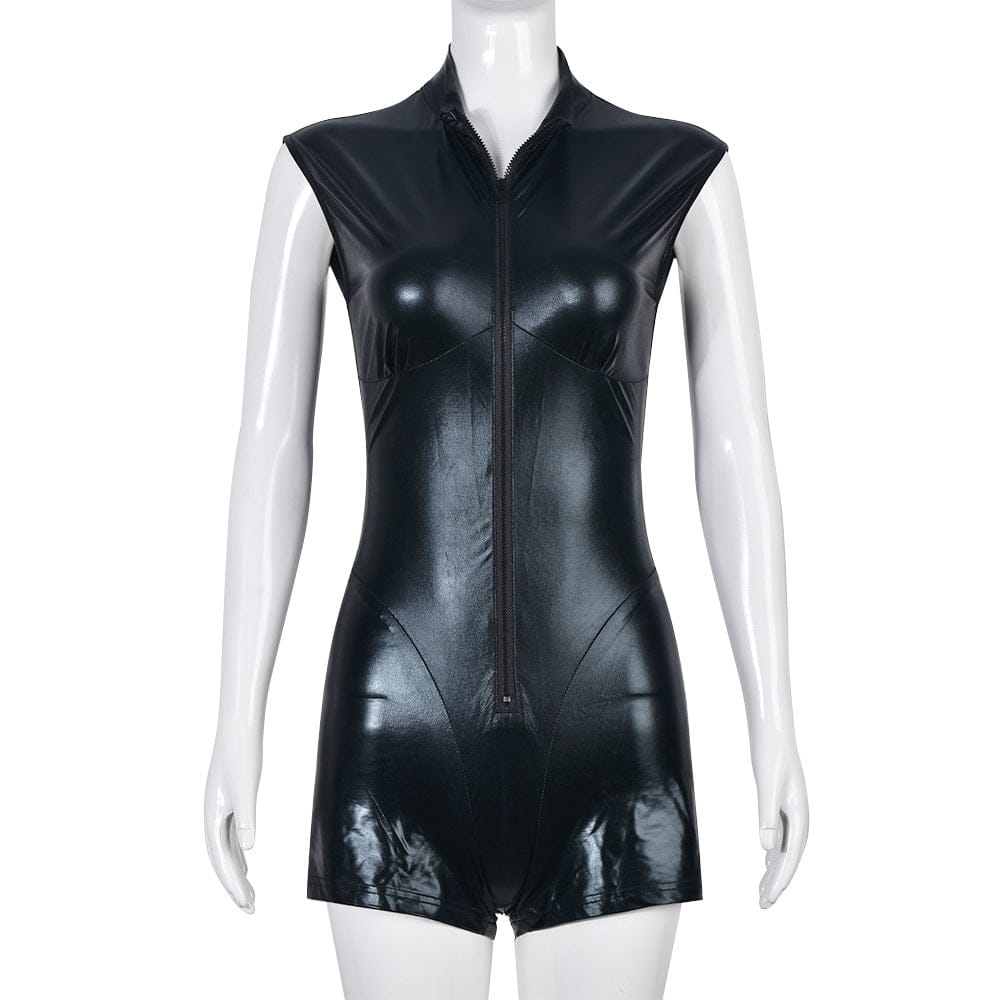 S / QWJP05 black Bombook QWJP05 2023 Spring Summer New Fashion Casual Street Girls Wear Short PU Jumpsuits