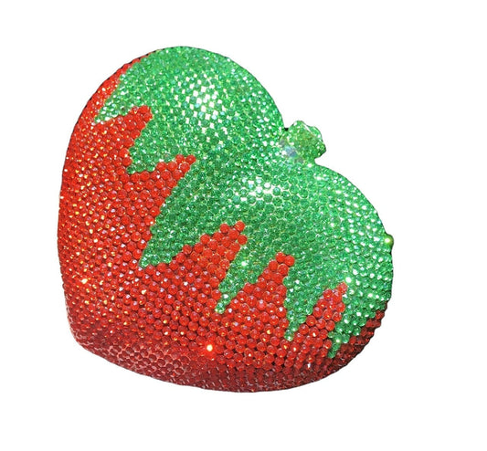 S / Red 2022 New Arrival Strawberry Fuit Shaped Clutch Bag Jeweled Clutch Purse Crystal Prom Handbag Evening Purse For Wedding