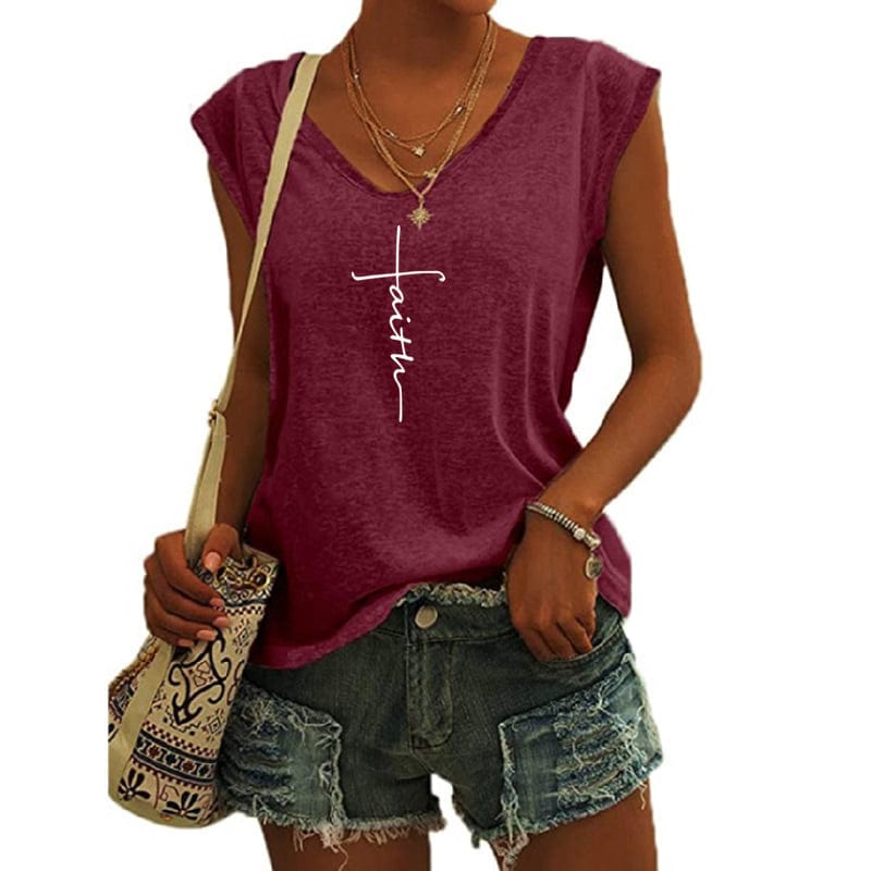 S / Red Faith Heart shirts for women drop  t-shirts american clothing tshirts with tshirt custom logo printed y2k cotton shirt