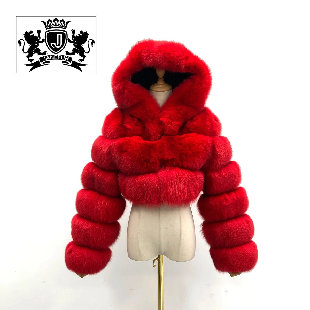 S / Red fur coat Quick Shipping deep hood fox fur zipper women winter real fur coat wholesale