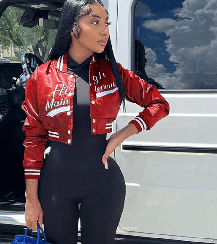 S / Red Liu Ming Hot Selling Fashion Winter Women Casual Letter Embroidery Baseball Bomber Jacket Coat