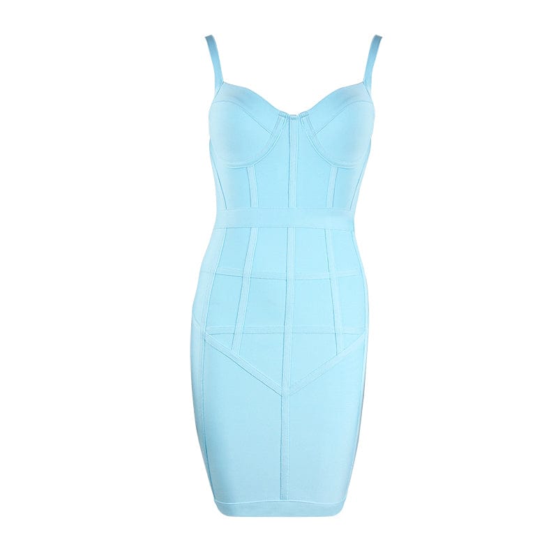 S / Sky Blue New Summer Strap Women Clothing Bodycon Backless fashion Silm Waist Dress Bandage