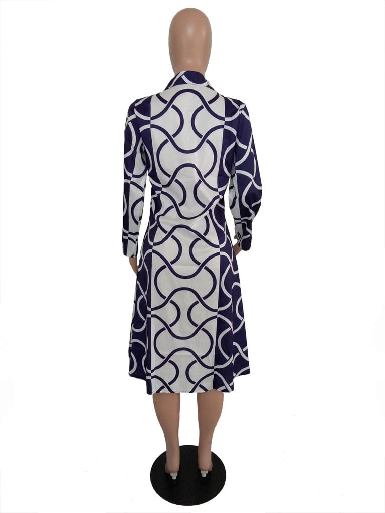 S to 3XL Fashion Casual Loose Black and White Striped Print Oversize Shirt Dress