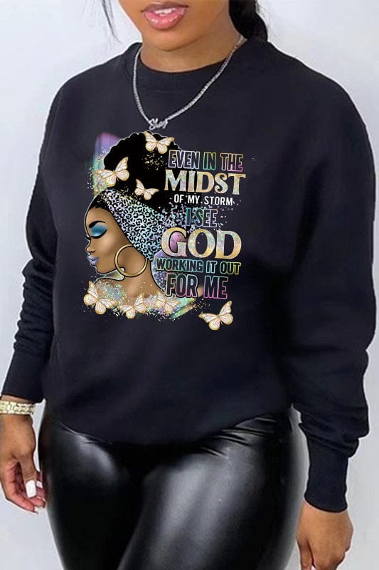 S to 5XL Hoodie Casual Crew Neck Print Loose Vintage Pullover Womens Oversized Letter Sweatshirt