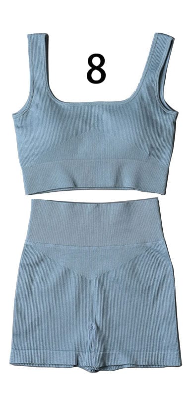 S / U Bra Short Set Blue New Arrival Tik Tok Seamless Sport Bra Short Set Yoga Wear Fitness Clothing Workout Set Gym Fitness Clothes Active Wear