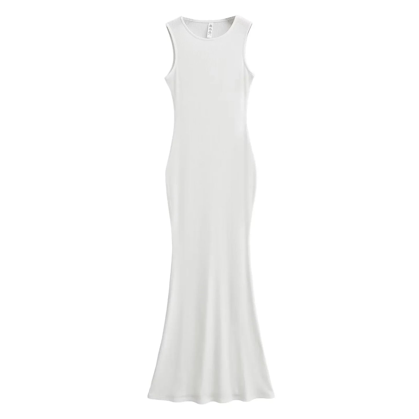S / White 91% Modal 9% elastane Ribbed Women Sleeveless Tank top Dress Bodycon solid Women Long dress