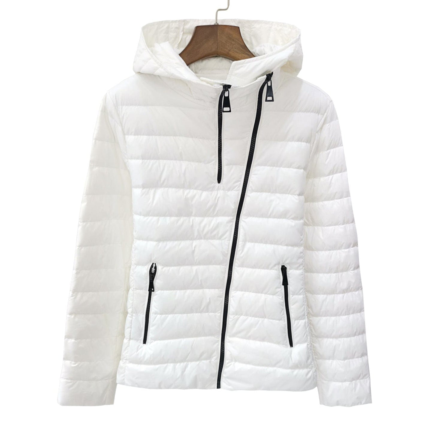 S / White Comfortable Slim Womens Winter Ladies Lightweight Down Jacket Clothing Waterproof coat