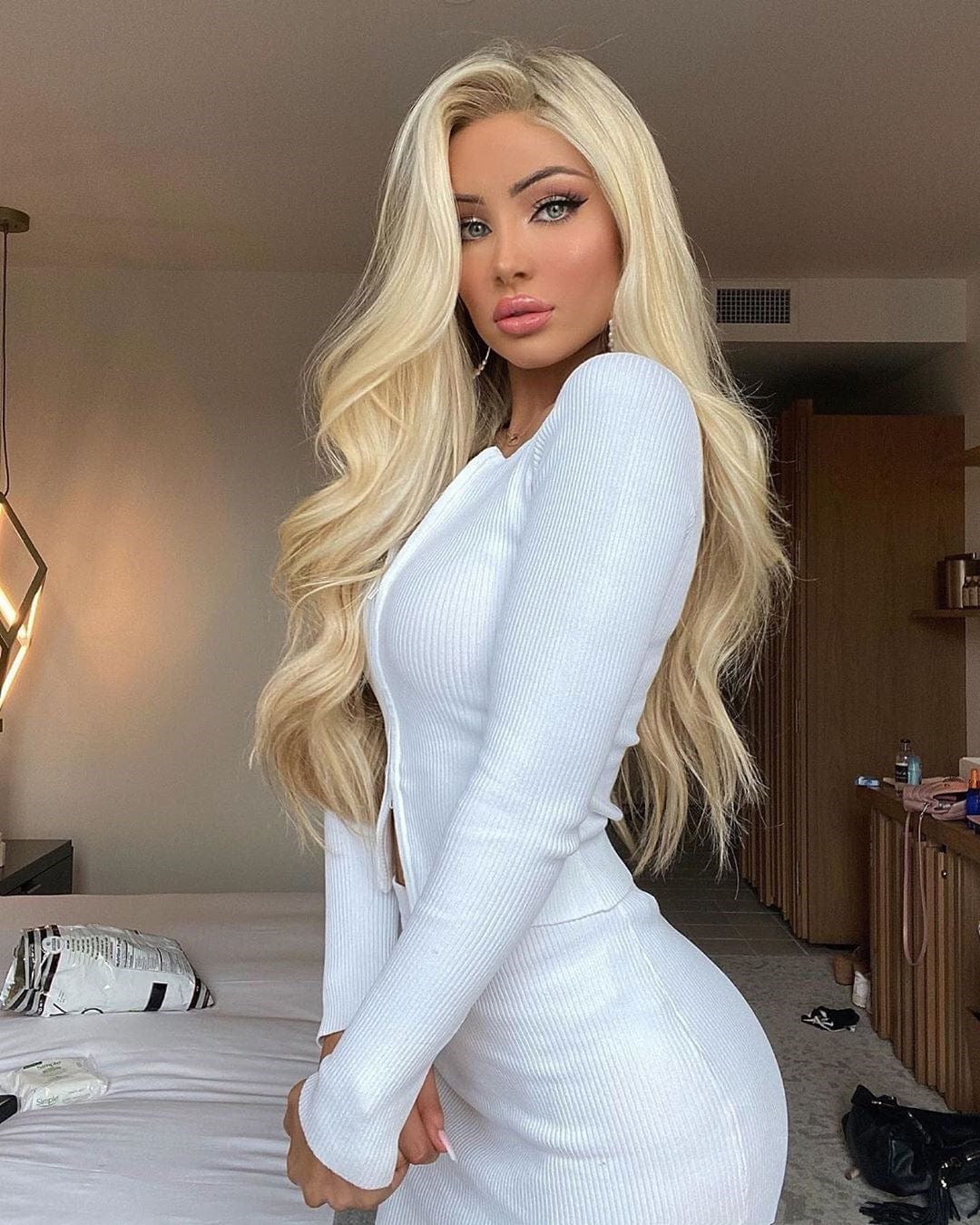 S / White Fashion  Zipper Skirt And Custom-made  Long Sleeve Skirt Set Three Colors Two Piece Skirt Set Women