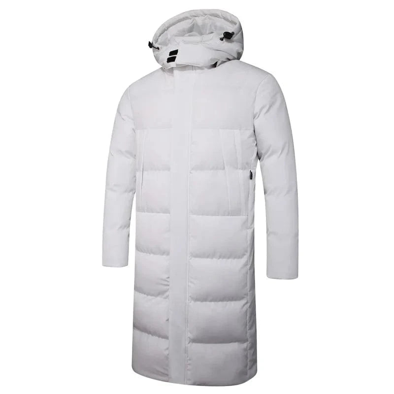 S / White Luluxixiyaya Thick Fleece Inside Thick Wind Proof Puffer Bubble XXS-6XL Big Tall Knee Length Warm Feel Man Jacket Winter