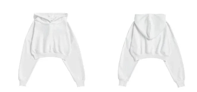 S / White New arrivals fashion outwork Bulk Wholesale custom embroidery blank cotton french terry oversized cropped top hoodie for women