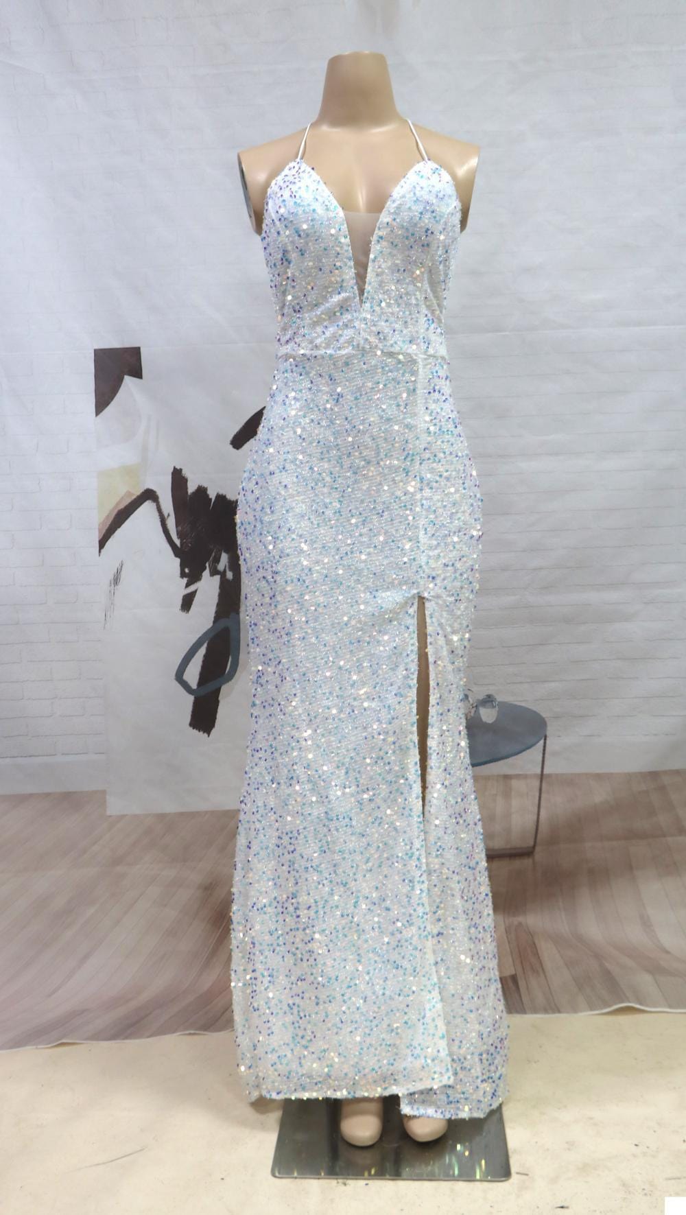 S / White One Shoulder Sleeveless Split Maxi Bridal Gowns Wedding Dress Vestido De Gala Vintage Dress Habit Pour Femme Evening Dresses