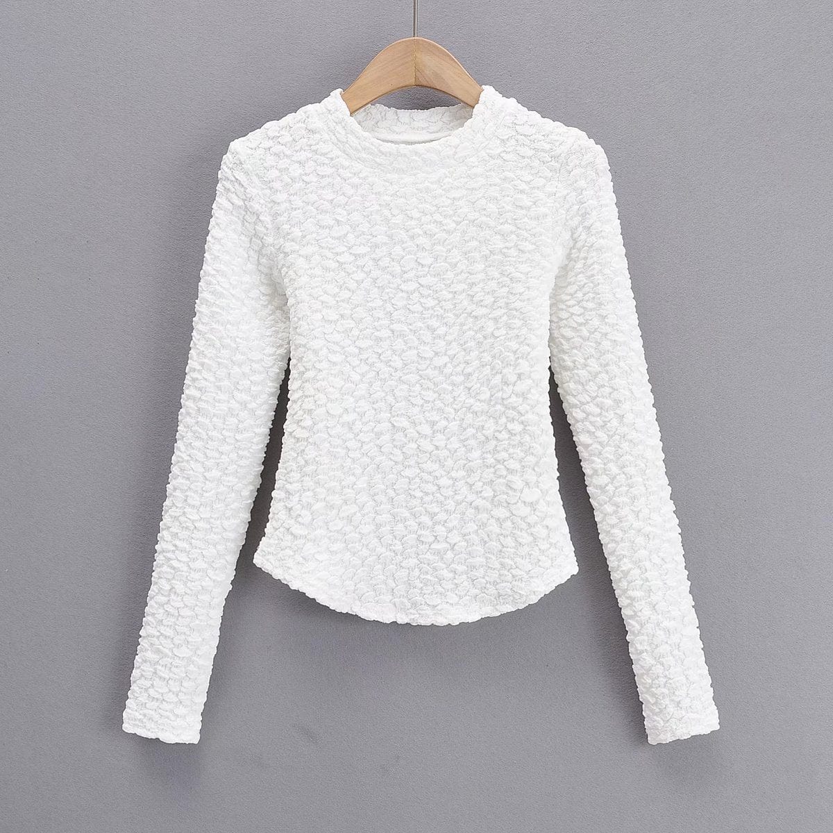 S / White R41529S women's fashion solid color thick bottoming shirt slim blouses