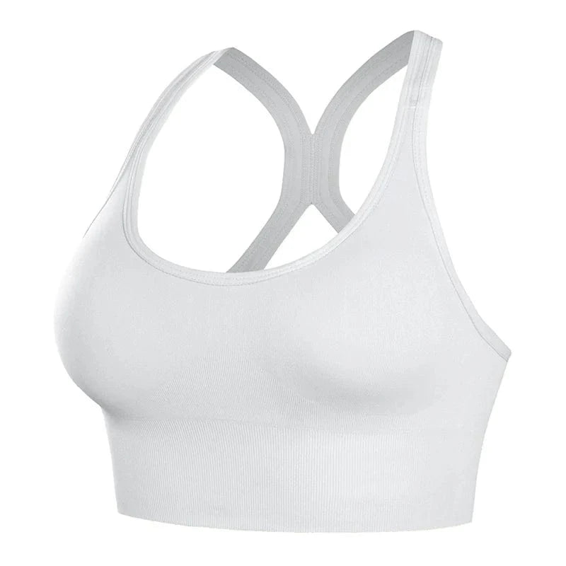 S / White U-Shaped Neckline Seamless Wireless Sujetador Deportivo Fit Sports Bras Crop Top Running Workout Yoga Bra For Womens