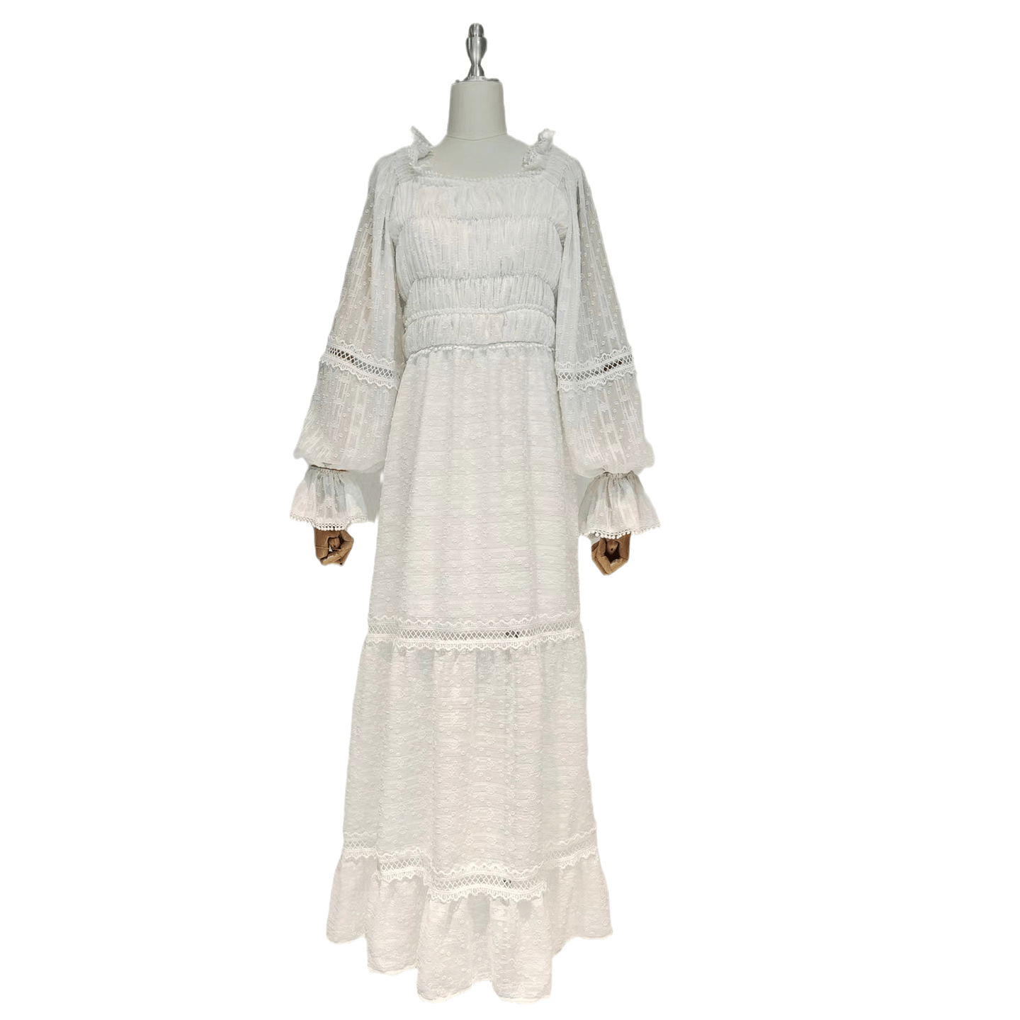 S / White Women Lady Elegant Summer Vestidos Largos Casuales Cotton V Neck  Loose Womens Casual Maxi  Dress With Sleeves