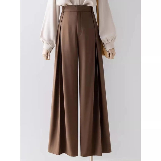 S-XL Casual pants High waisted wide leg pants with a drooping feel and floor mop pants