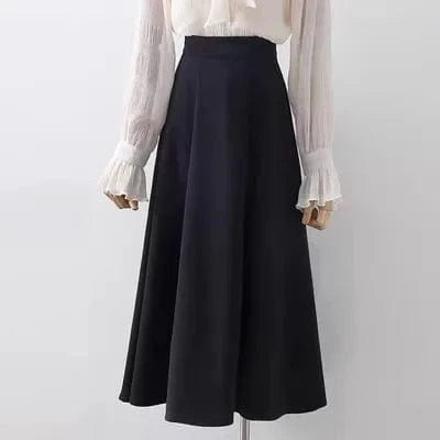 S-XL Professional minimalist suit skirt High waisted commuting mid length A-line skirt
